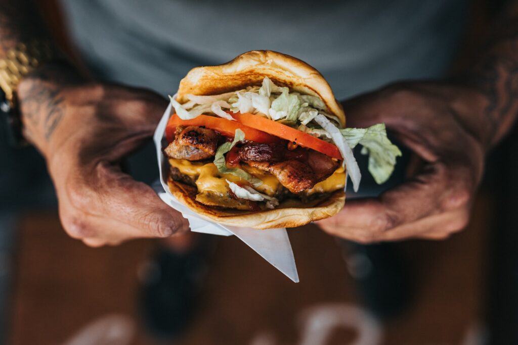 BAM! Be A Man. Junk Food Hamburger.